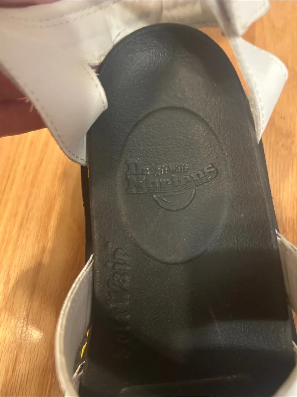 Dr Martens Airwair Sandals - White Leather Sandals with Buckle Strap